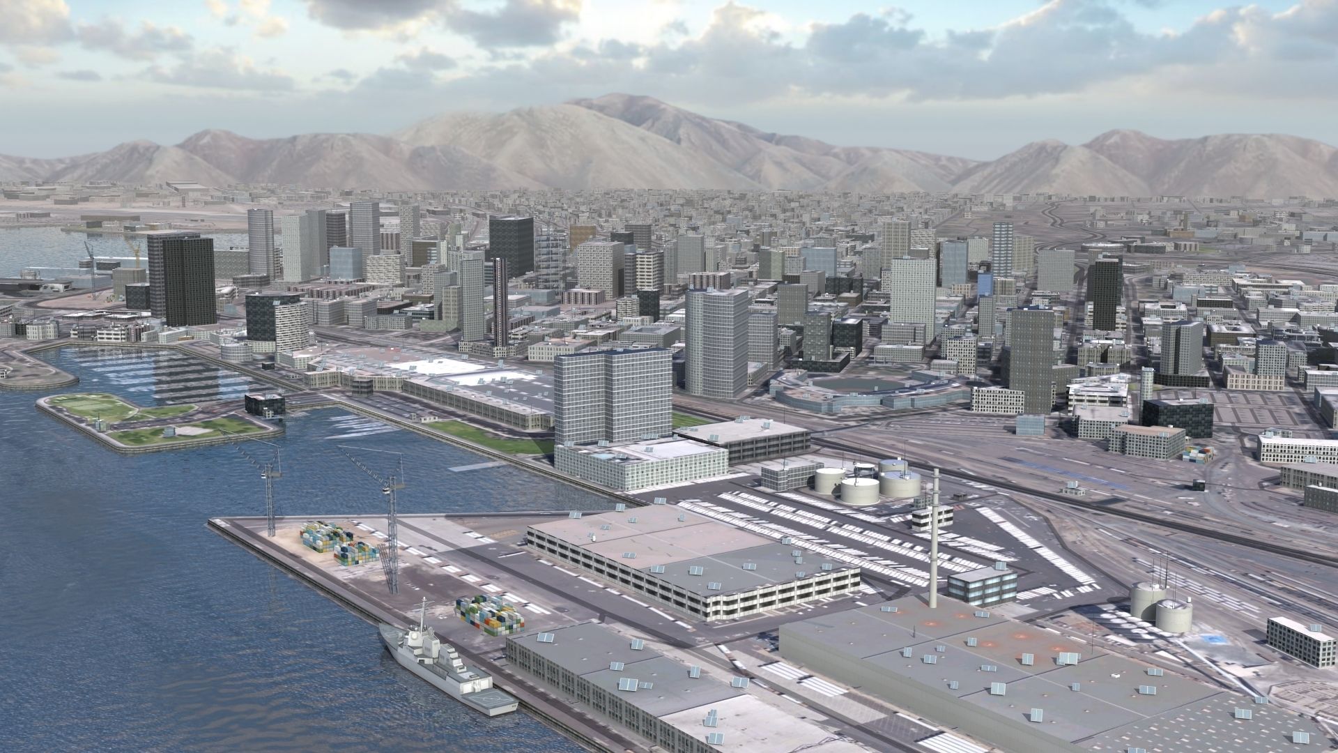 Military Naval Base Low-poly 3D model_1