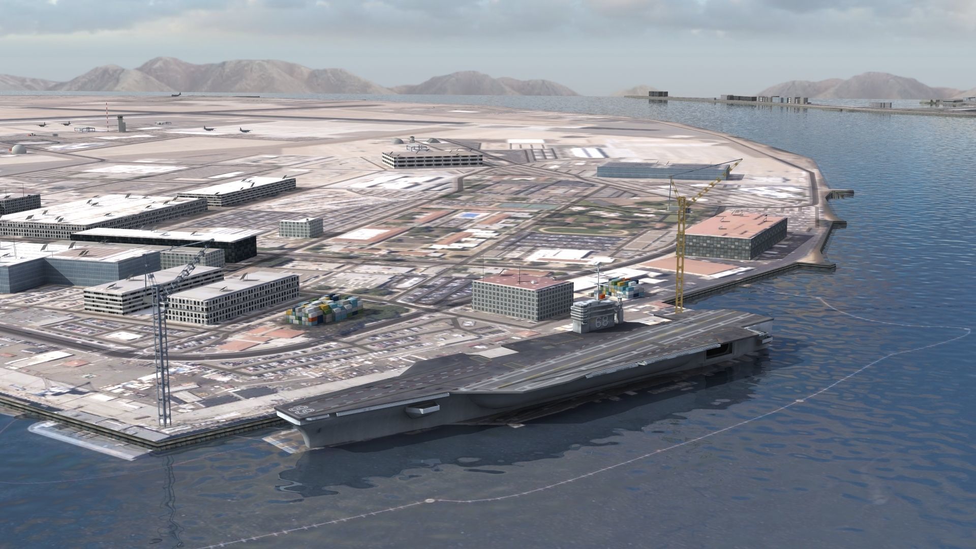 Military Naval Base Low-poly 3D model_10