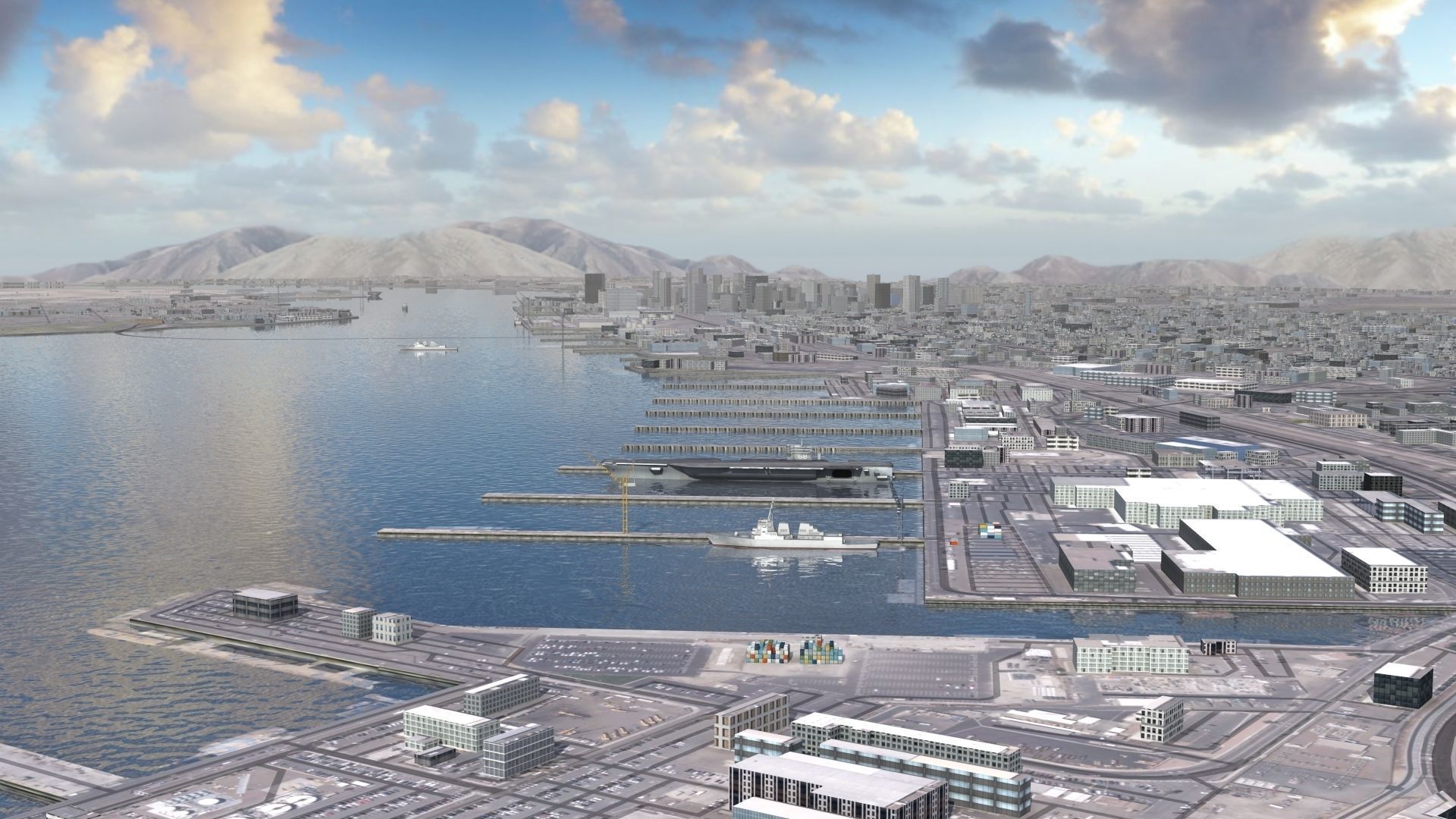 Military Naval Base Low-poly 3D model_29