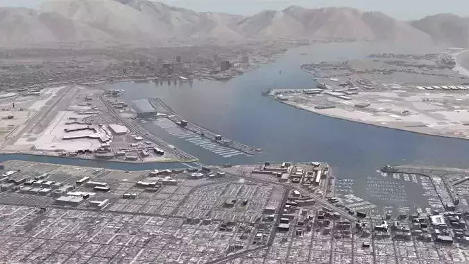 Military Naval Base Low-poly 3D model Military Naval Base Low-poly 3D model