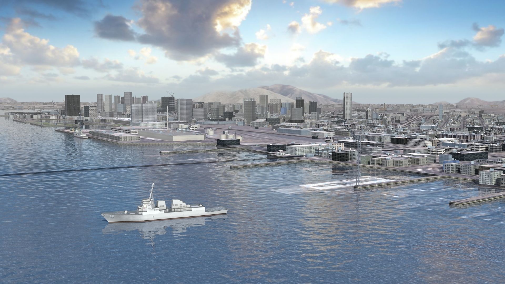 Military Naval Base Low-poly 3D model_3