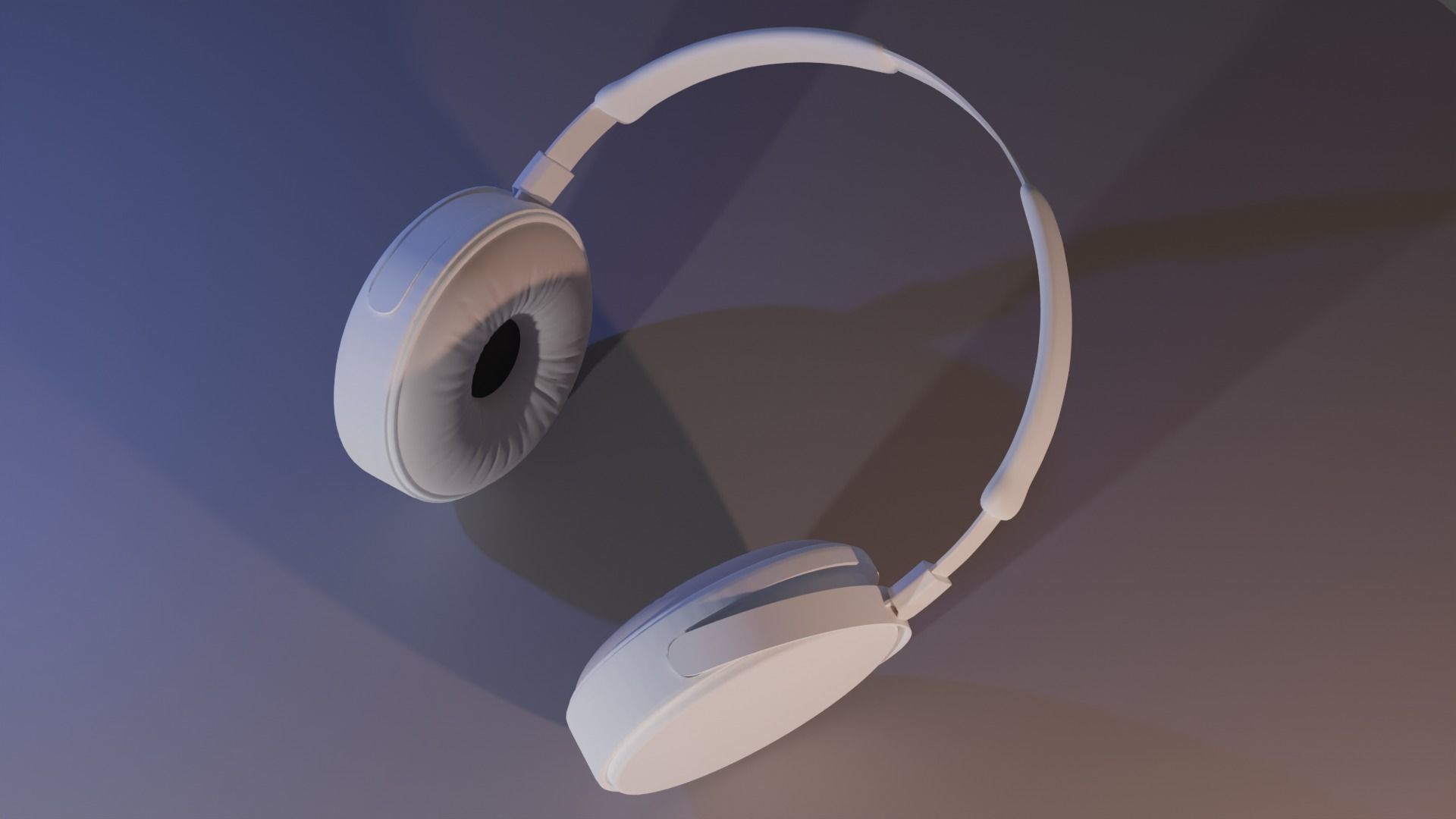 White Headphone 3d object 3D model_6