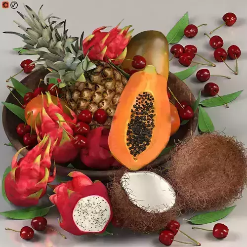 Tropical fruits 3D model