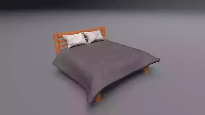 Modern Bed - Low and High Poly