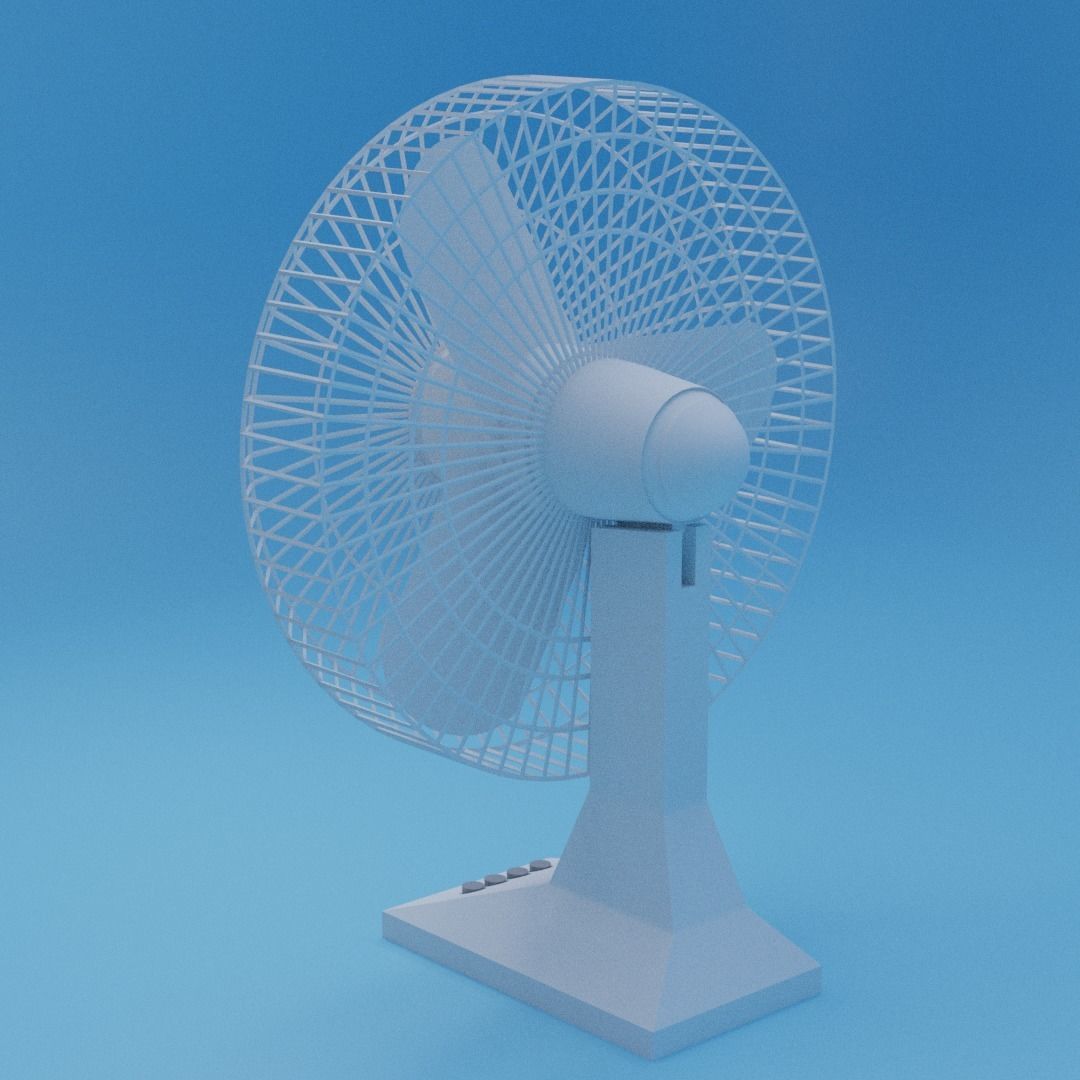 low poly fan 3D model_2
