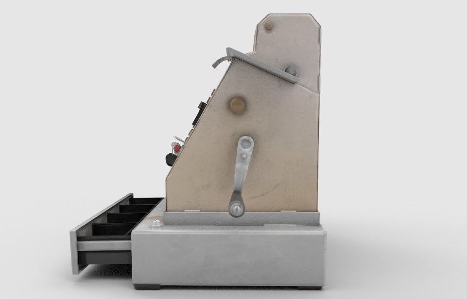 CashRegister metal machine with handle Low-poly 3D model_3