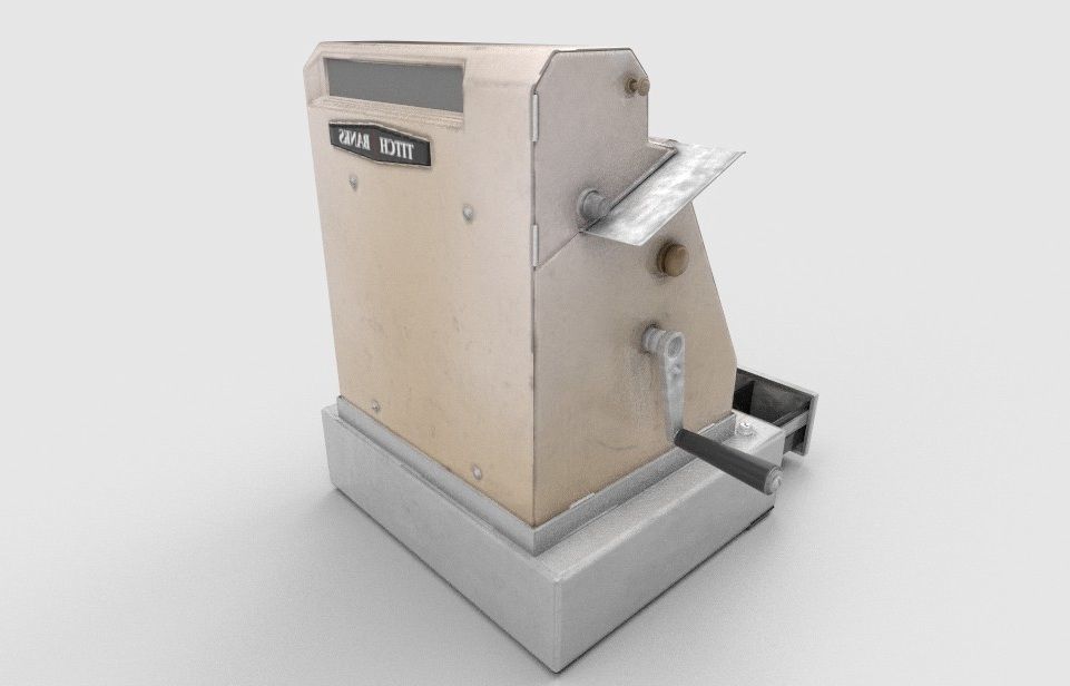 CashRegister metal machine with handle Low-poly 3D model_6