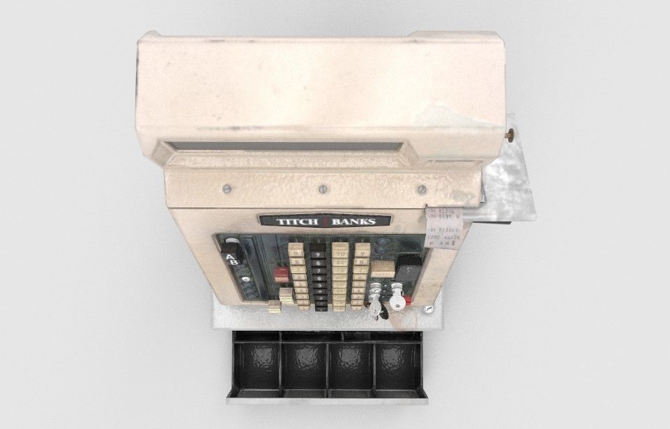 CashRegister metal machine with handle Low-poly 3D model_10