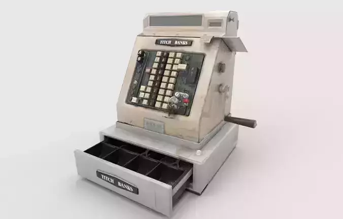 CashRegister metal machine with handle