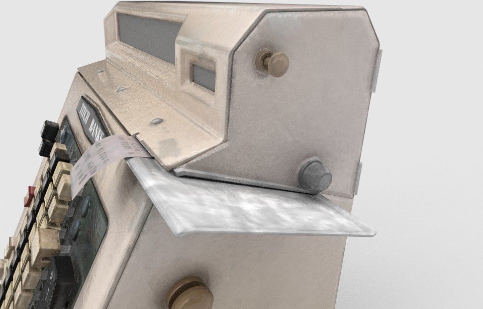 CashRegister metal machine with handle Low-poly 3D model_2