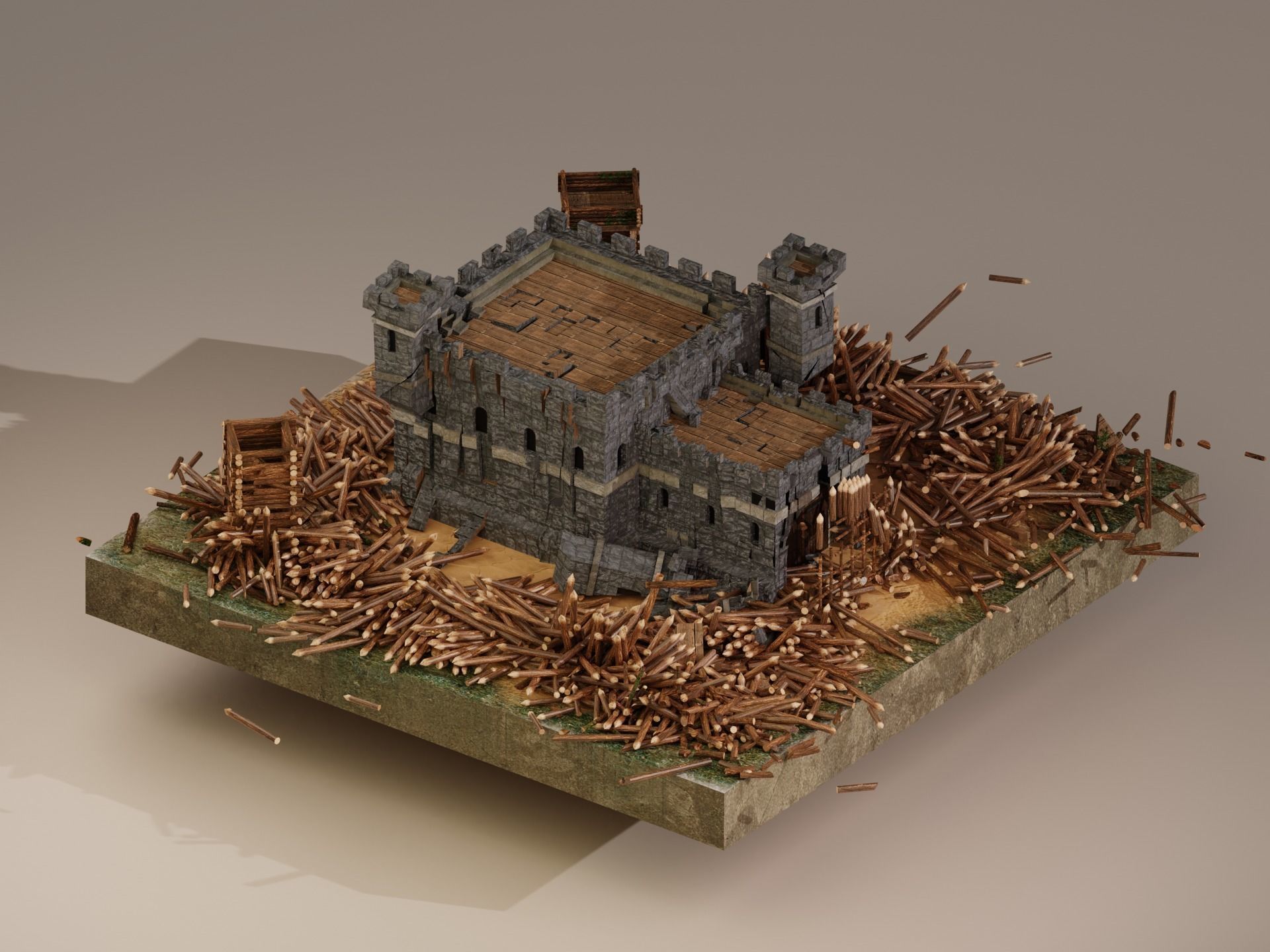 Medieval Castle Level 5 3D model_2