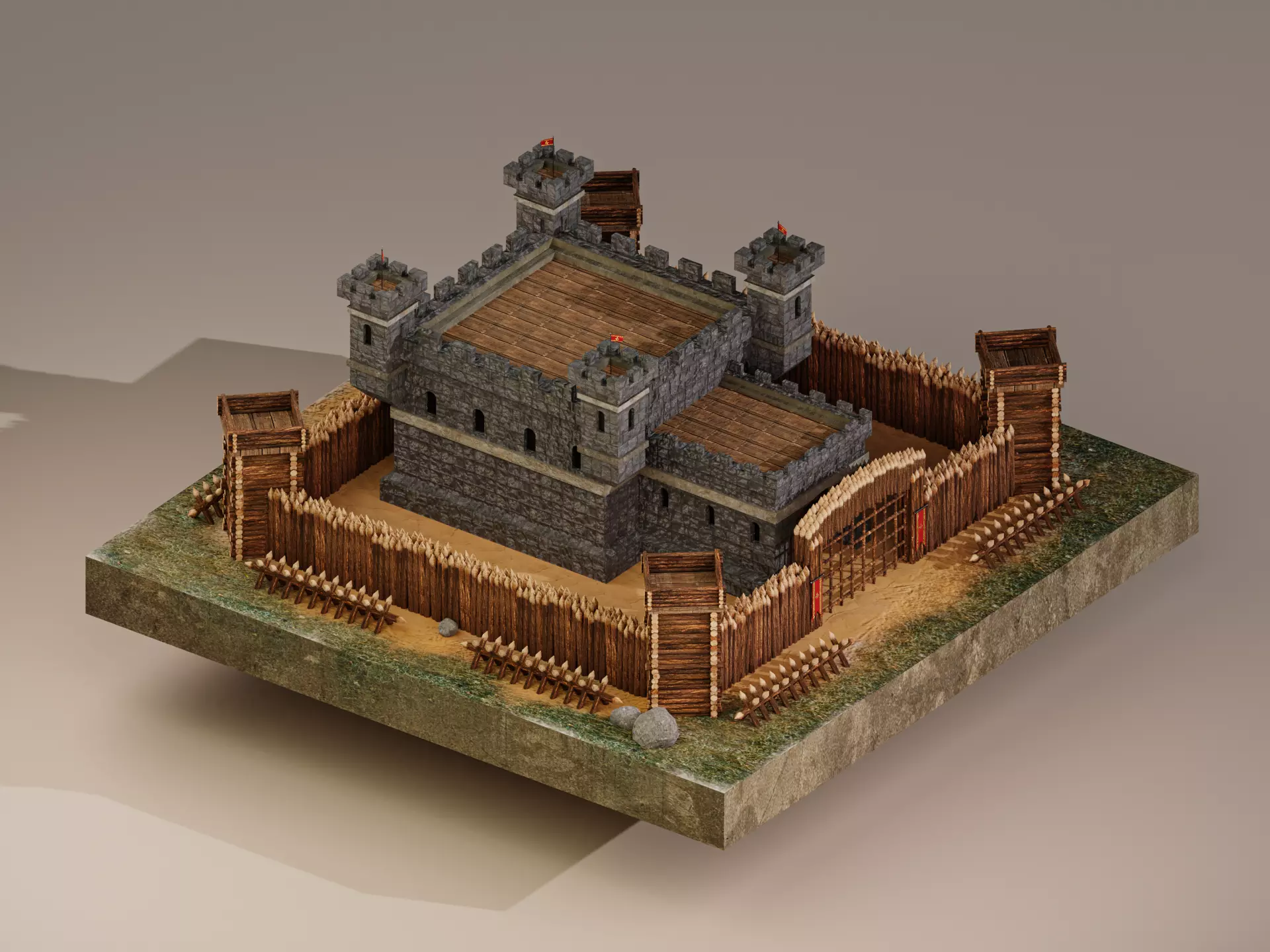 Medieval Castle Level 5 3D model_0