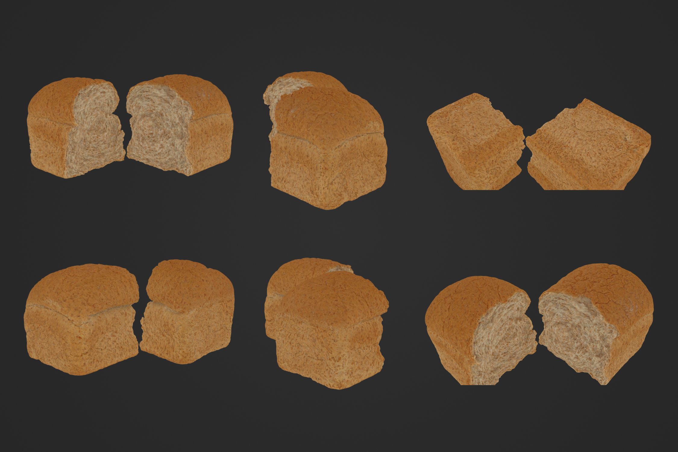 Half Brown Bread Loaf 1 - 3D Scan 3D model_1