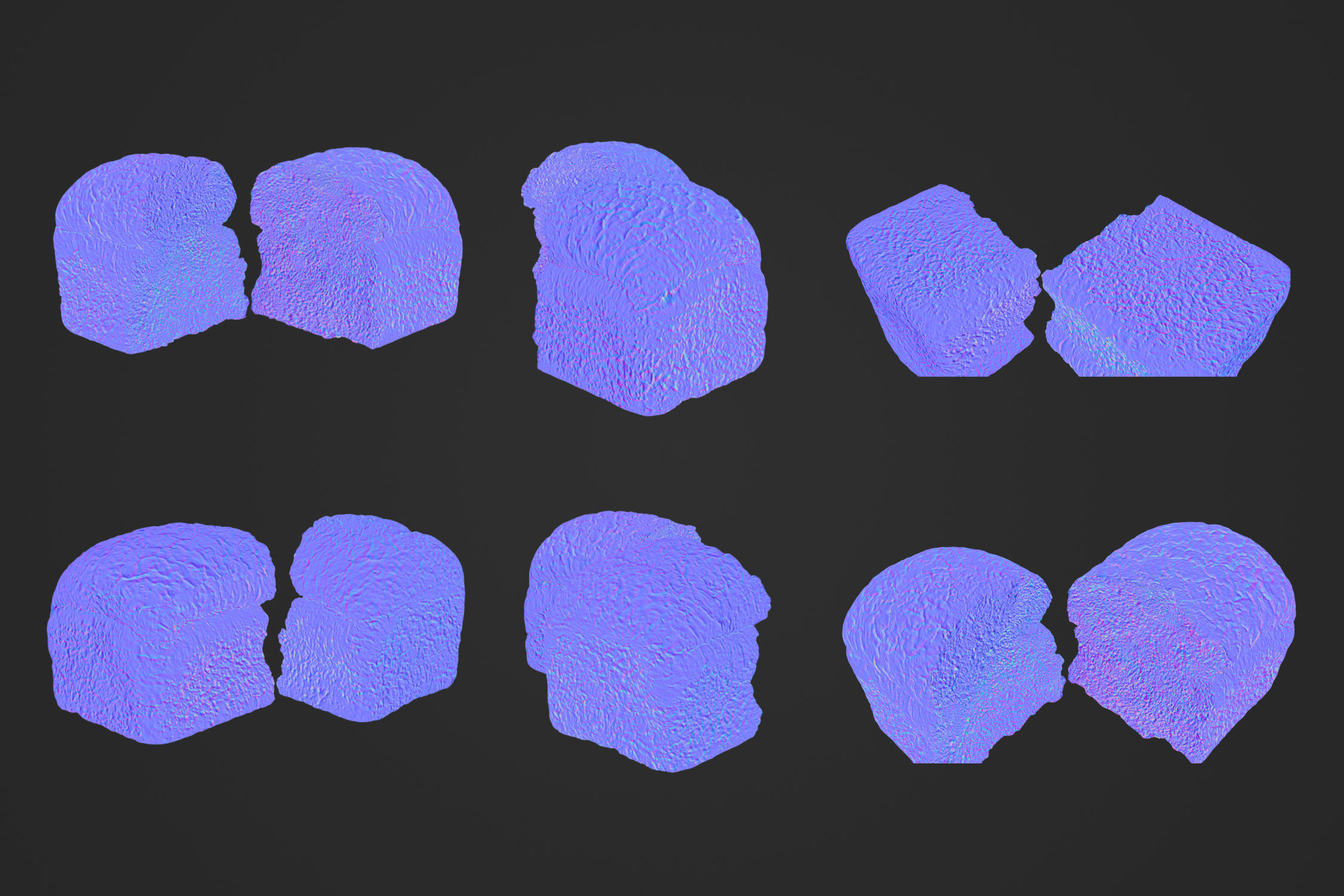 Half Brown Bread Loaf 1 - 3D Scan 3D model_2