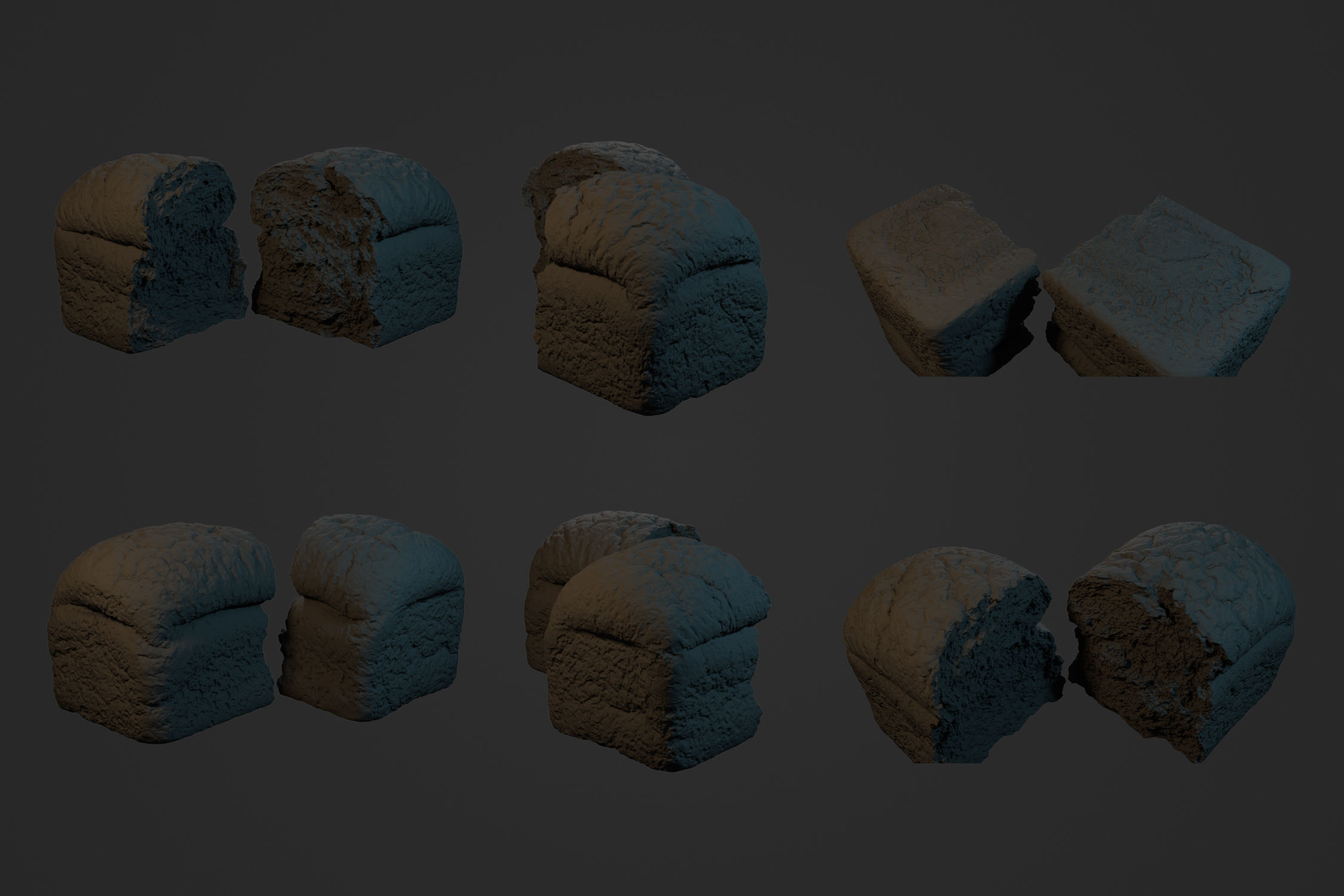 Half Brown Bread Loaf 1 - 3D Scan 3D model_3