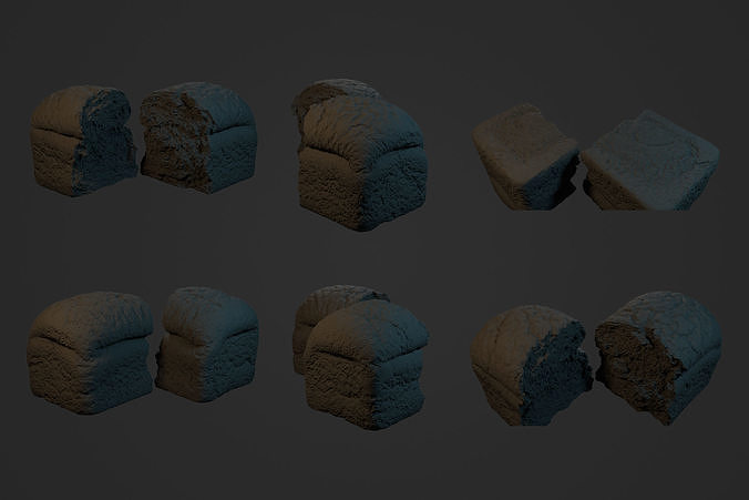 Half Brown Bread Loaf 1 - 3D Scan 3D model 4