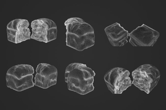 Half Brown Bread Loaf 1 - 3D Scan 3D model 5