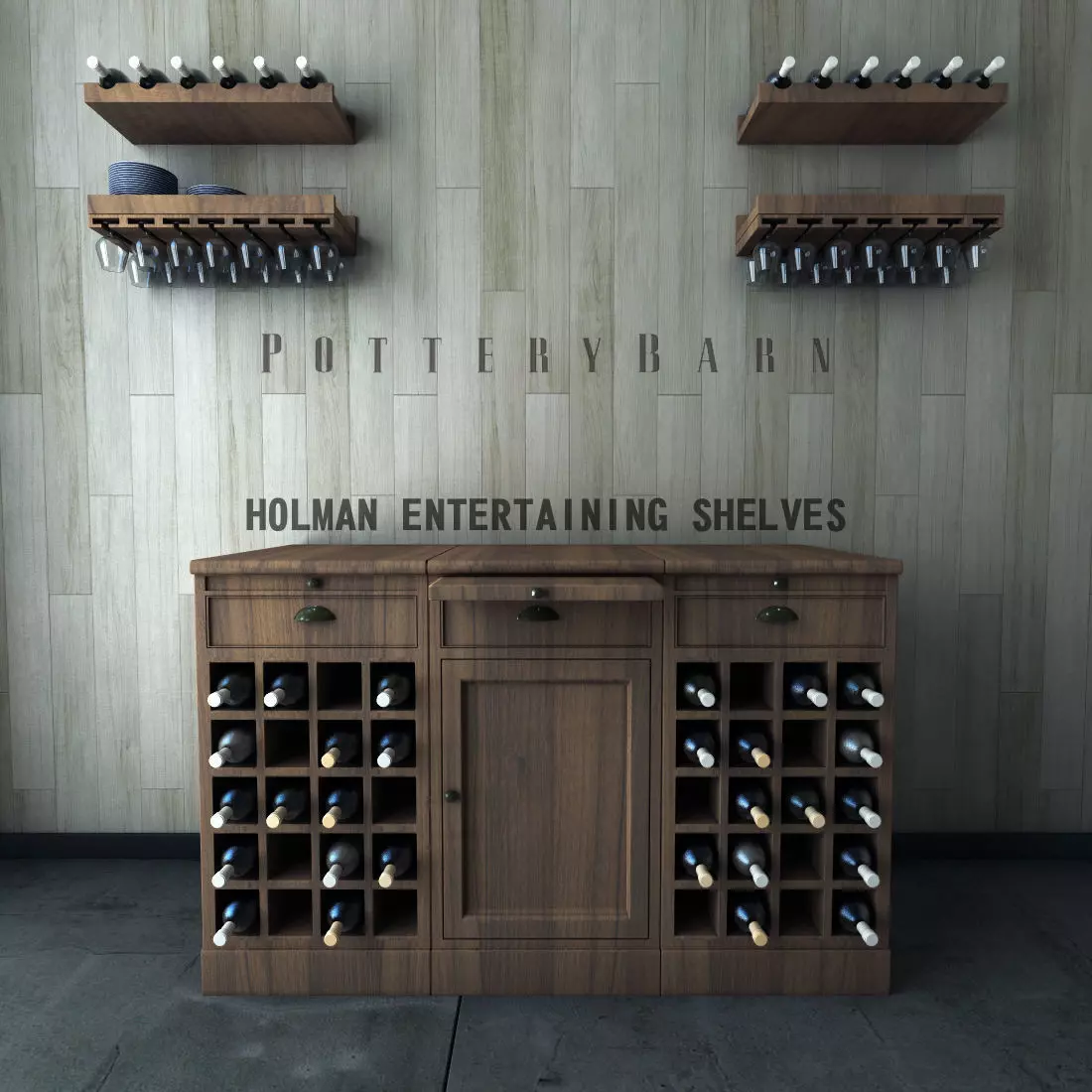 Potterybarn HOLMAN ENTERTAINING SHELVES 3D model