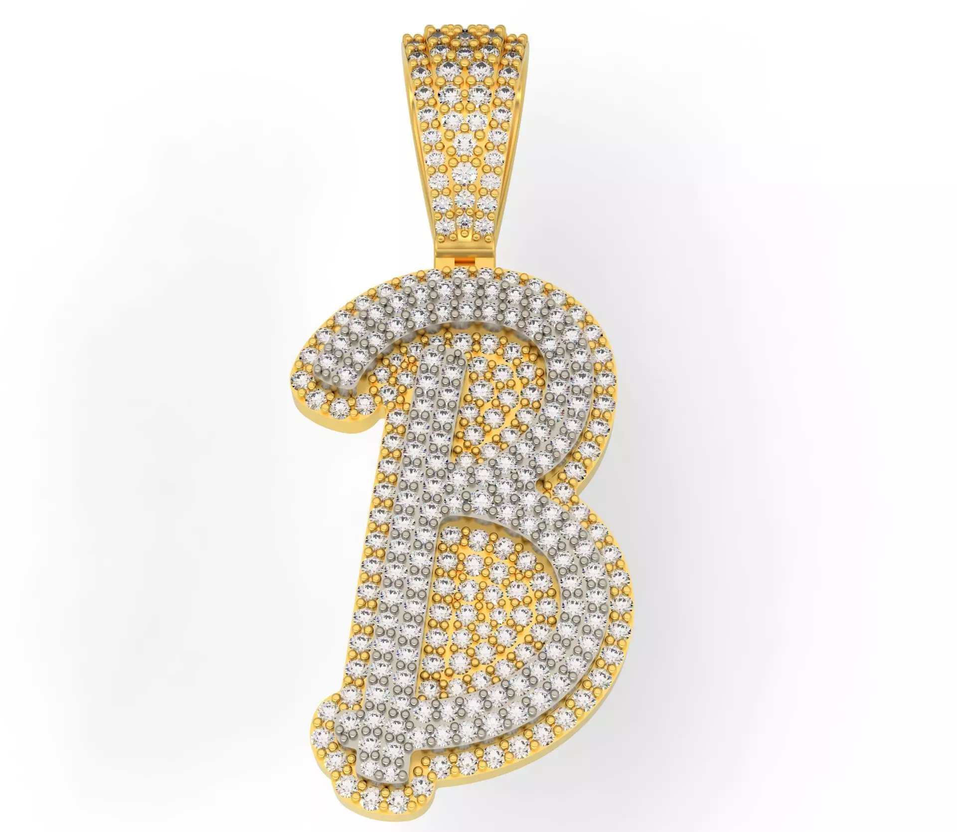 CURVED LETTER B 3D print model_0