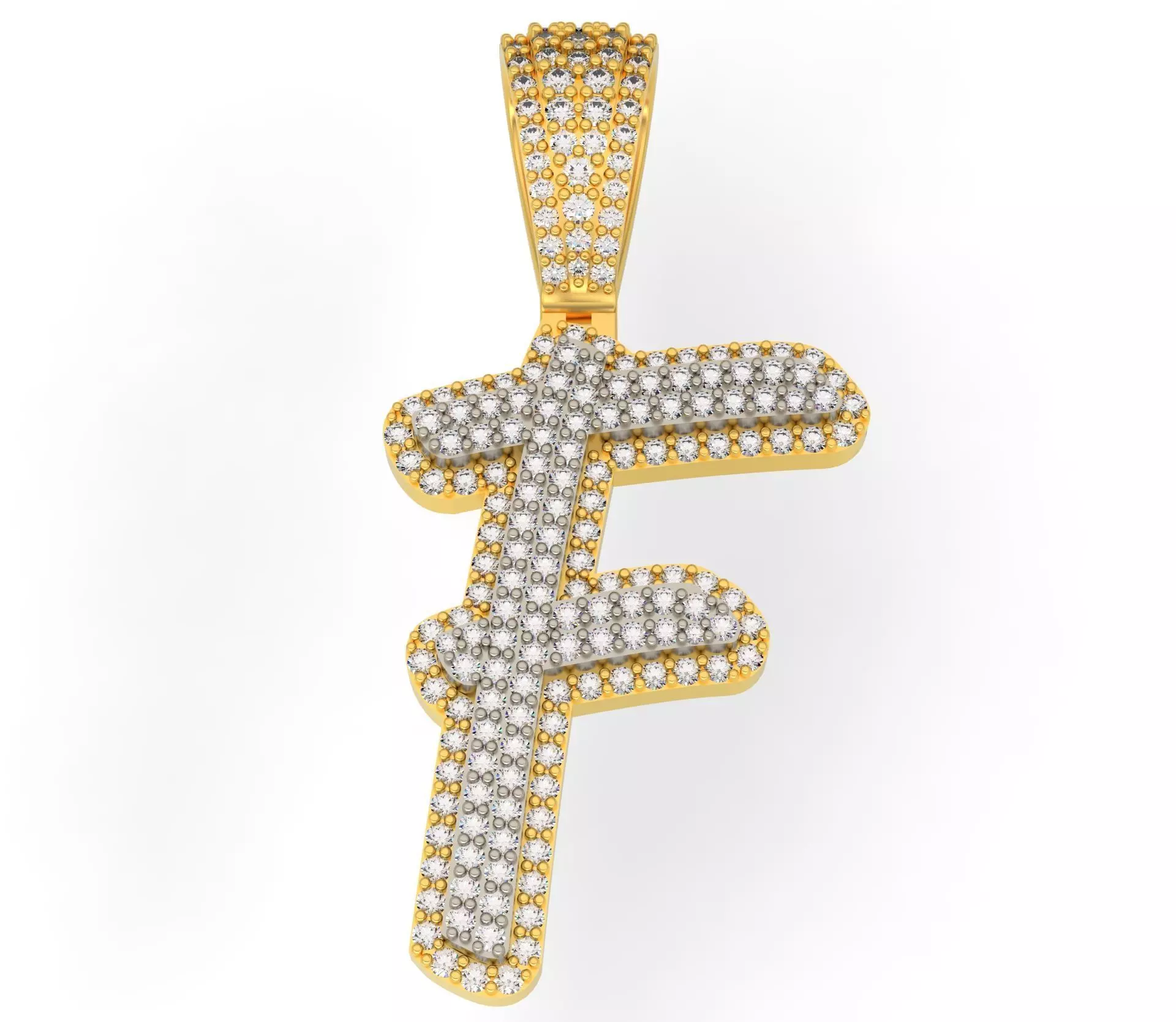 CURVED LETTER F 3D print model_0