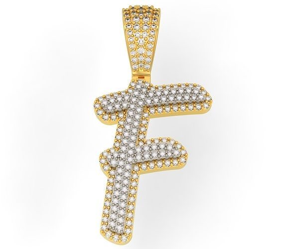 CURVED LETTER F 3D print model