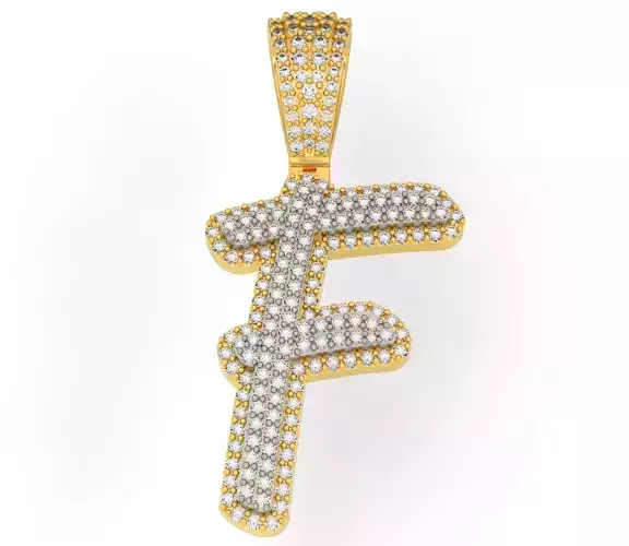 CURVED LETTER F 3D print model