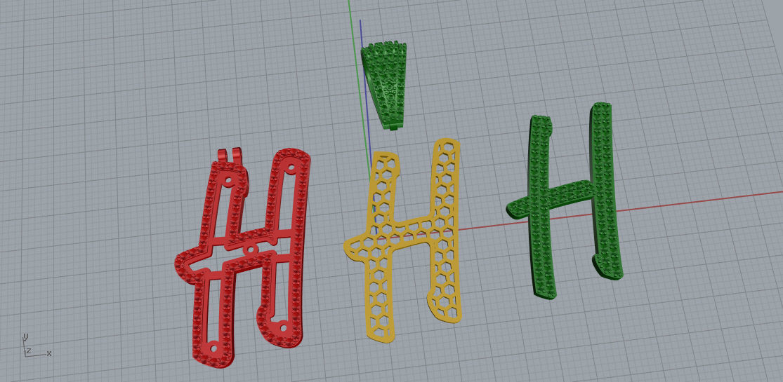 CURVED LETTER H 3D print model_9