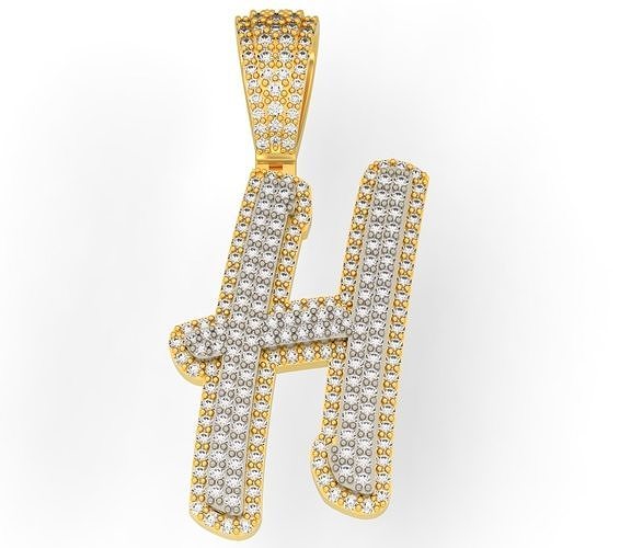 CURVED LETTER H 3D print model