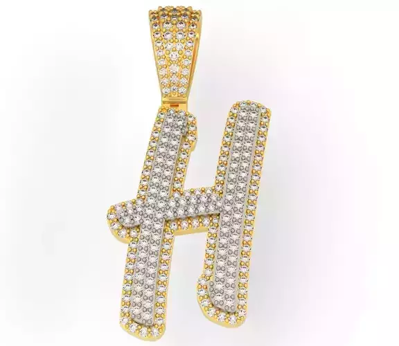 CURVED LETTER H 3D print model