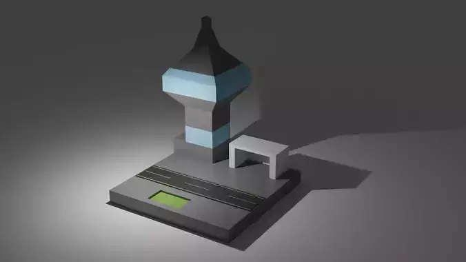 ATC tower and runway Free low-poly 3D model