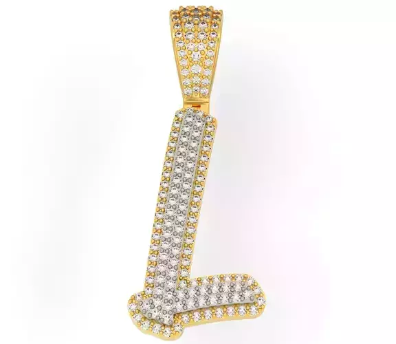CURVED LETTER L 3D print model