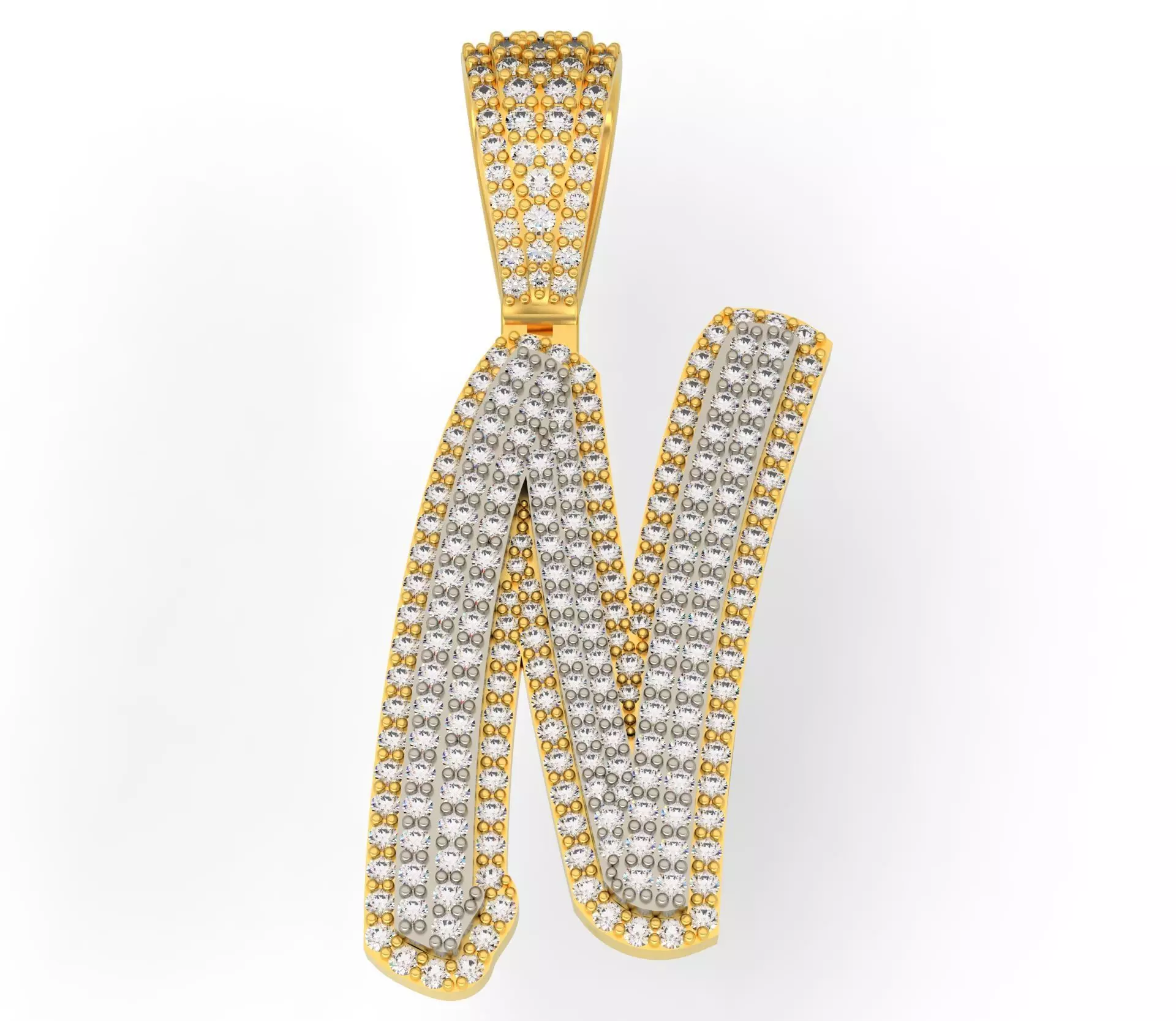 CURVED LETTER N 3D print model_0