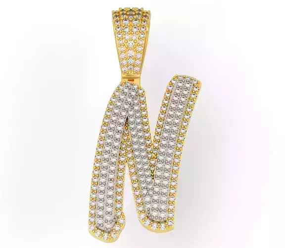 CURVED LETTER N 3D print model