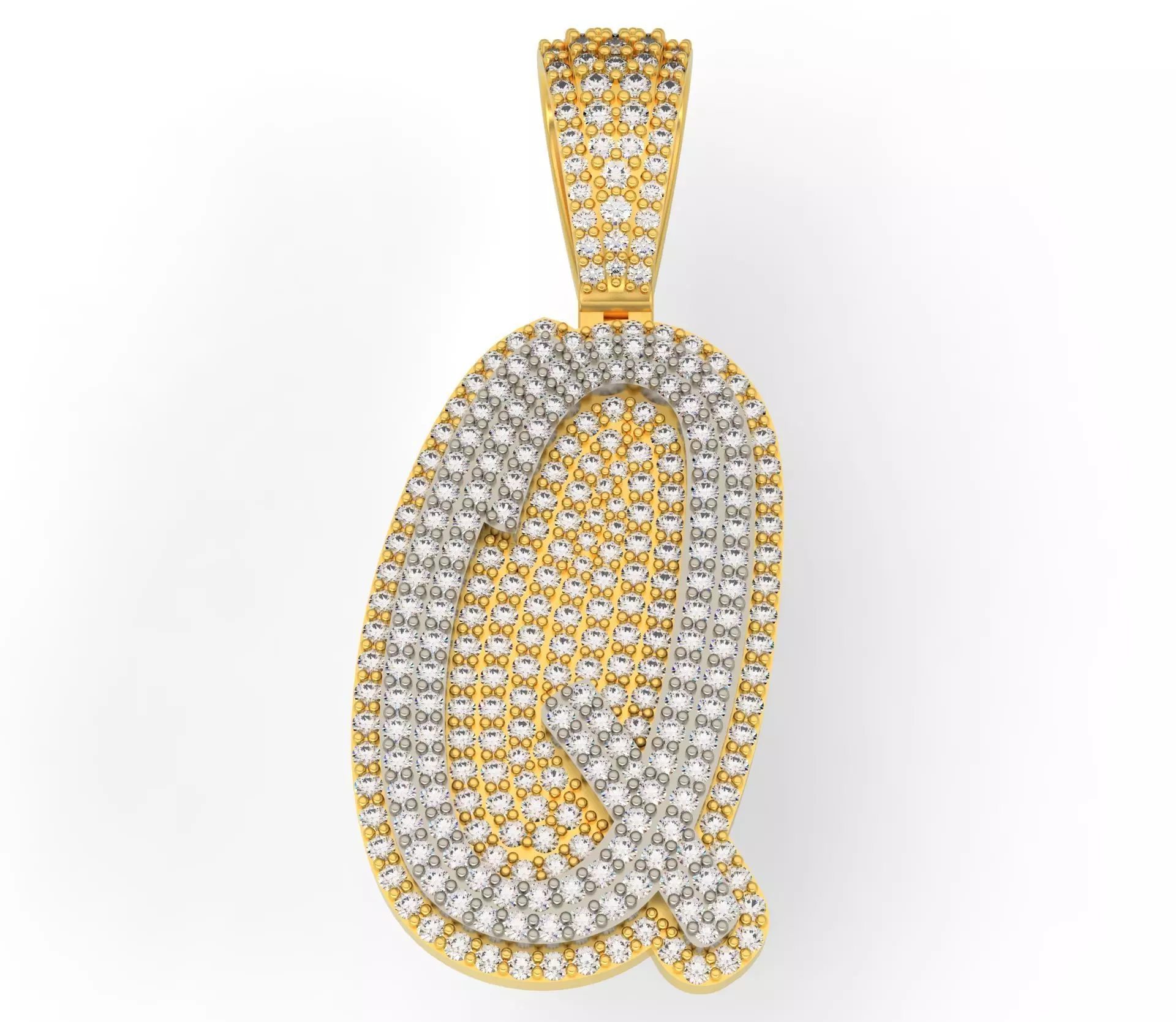 CURVED LETTER Q 3D print model_0