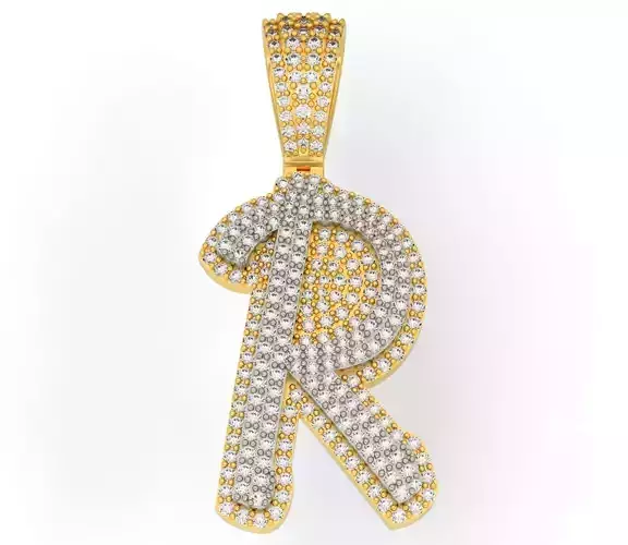 CURVED LETTER R 3D print model