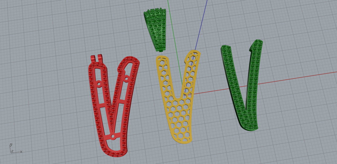 CURVED LETTER V 3D print model_9