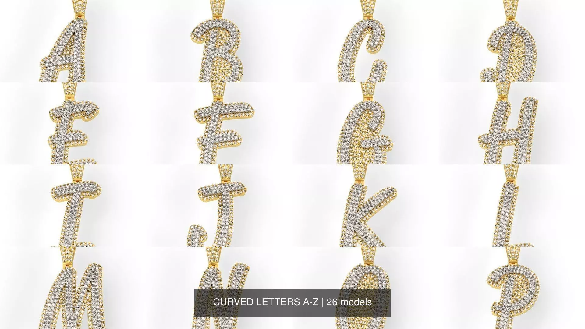 CURVED LETTERS A-Z 3D Model Collection_0