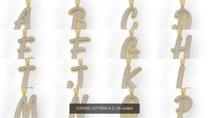 CURVED LETTERS A-Z 3D Model Collection