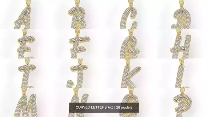 CURVED LETTERS A-Z 3D Model Collection
