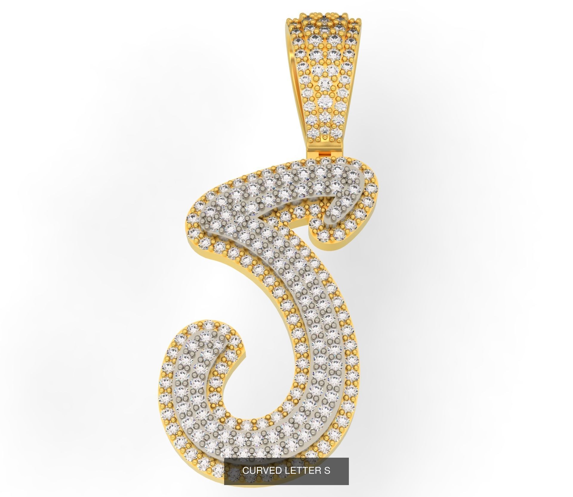 CURVED LETTERS A-Z 3D Model Collection_21