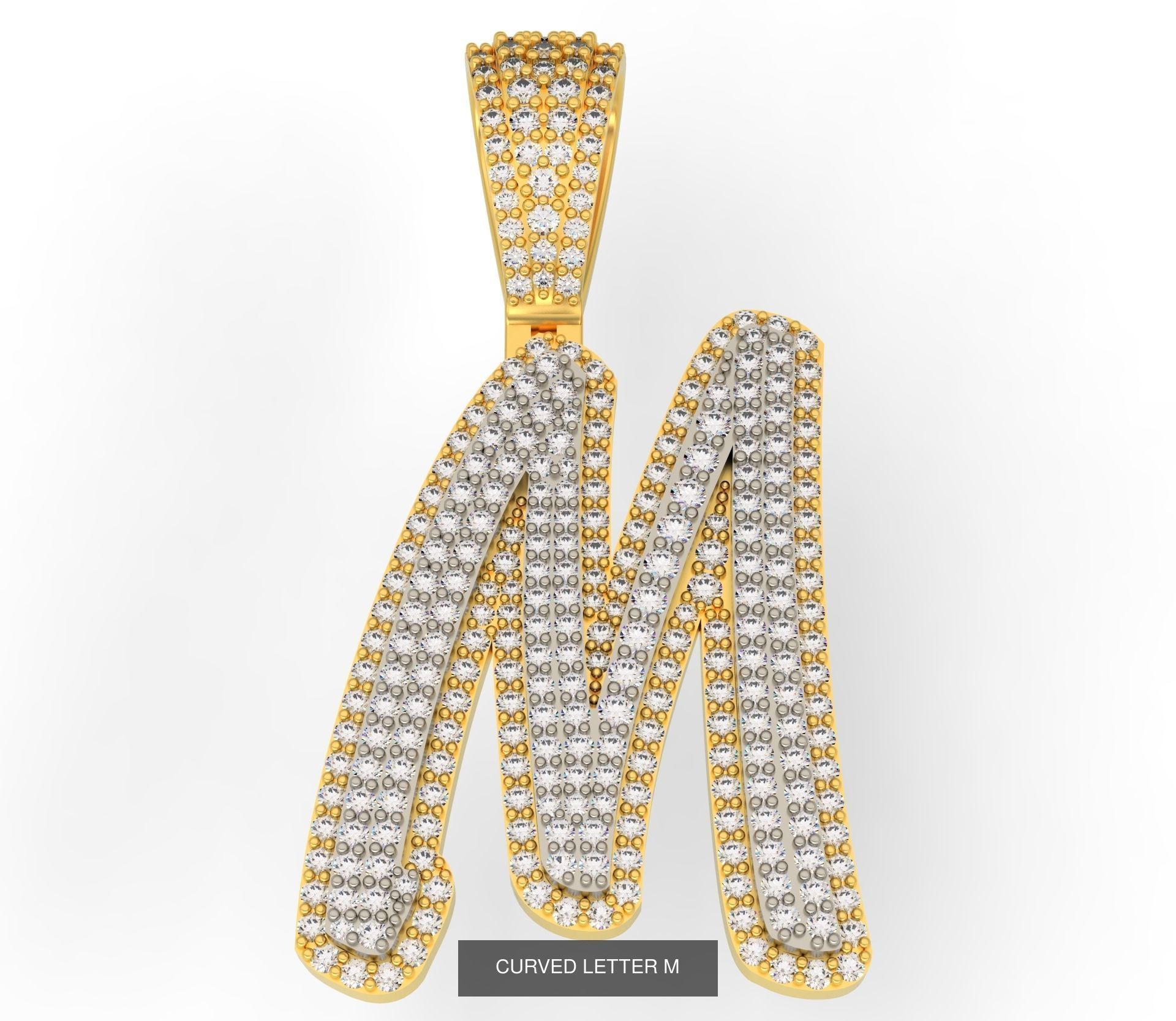 CURVED LETTERS A-Z 3D Model Collection_15