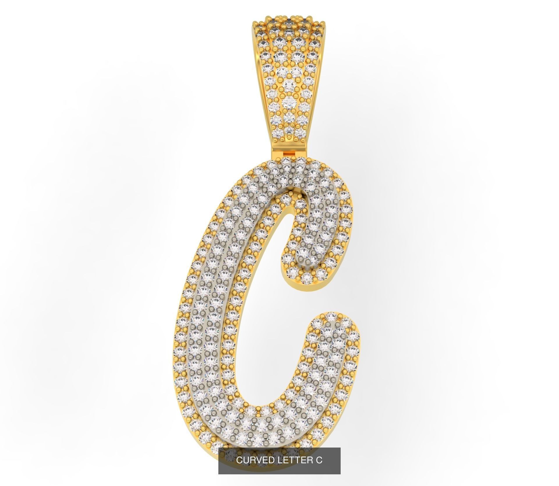 CURVED LETTERS A-Z 3D Model Collection_5