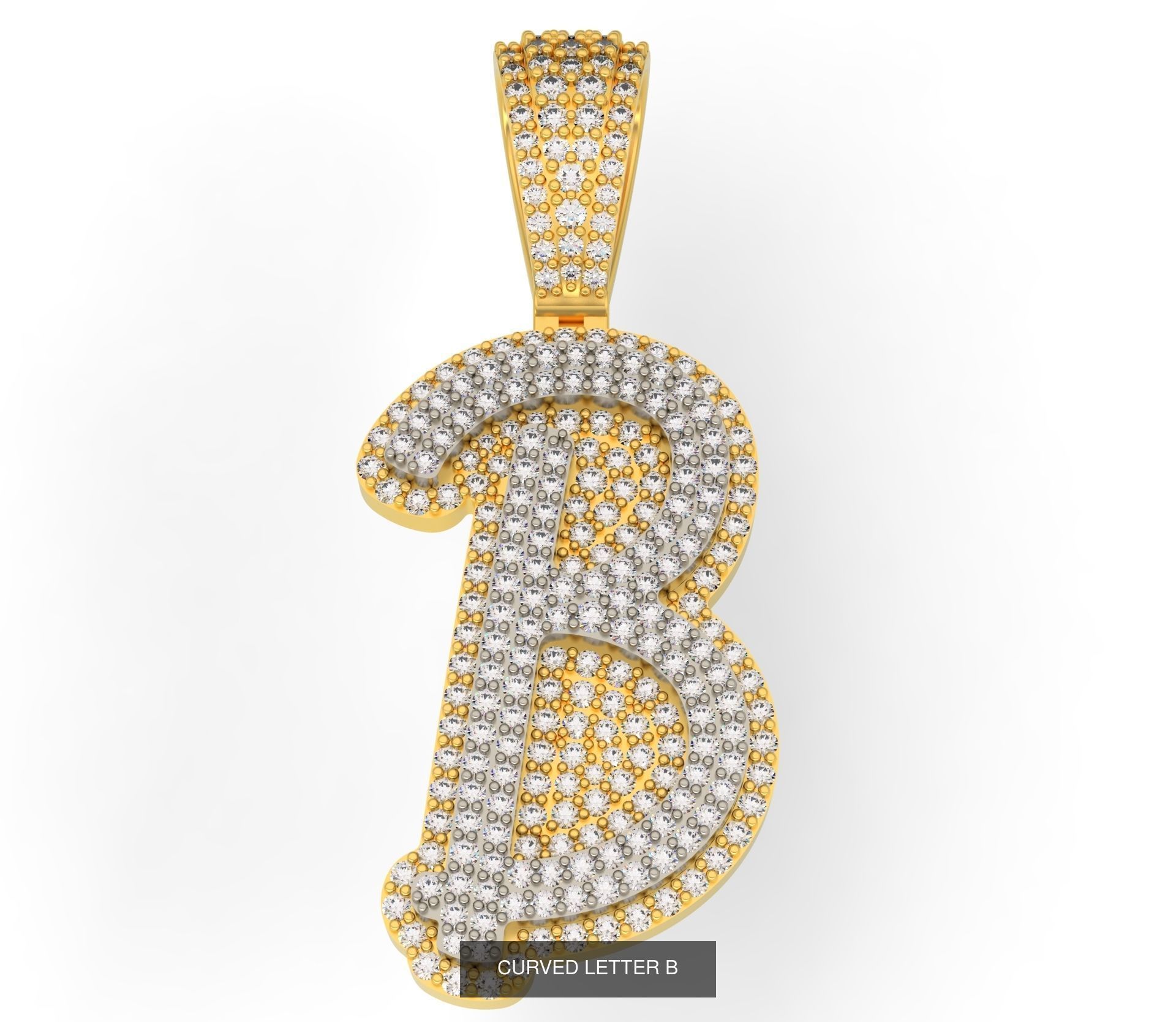 CURVED LETTERS A-Z 3D Model Collection_4