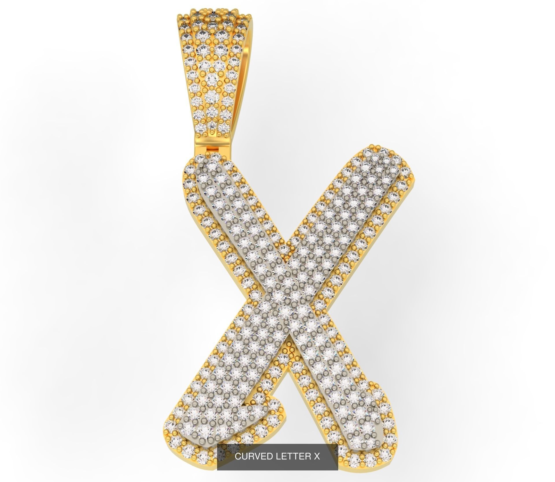 CURVED LETTERS A-Z 3D Model Collection_26