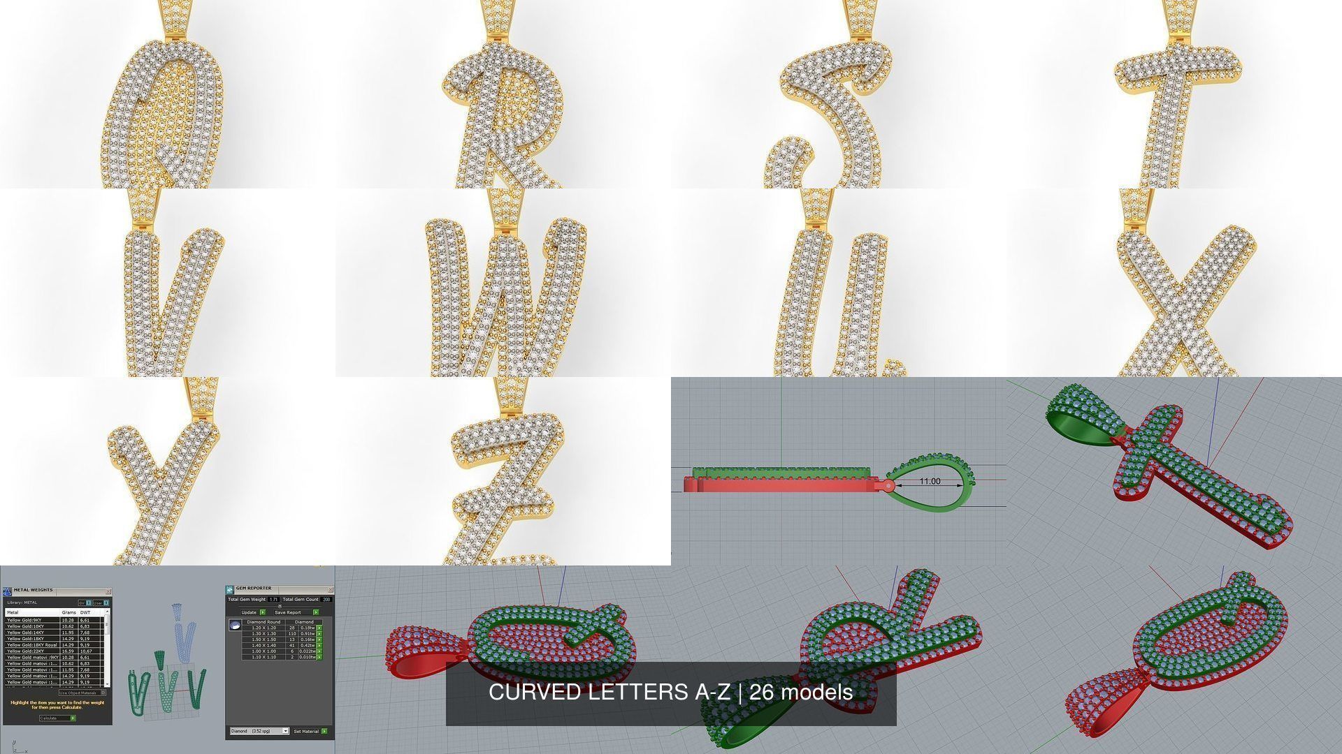 CURVED LETTERS A-Z 3D Model Collection_2