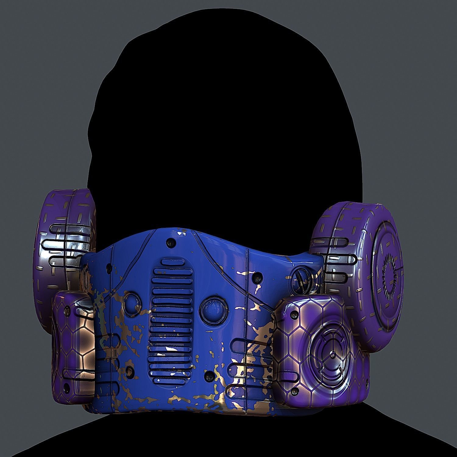 Gas mask helmet 3d model scifi Low-poly Low-poly 3D model_2