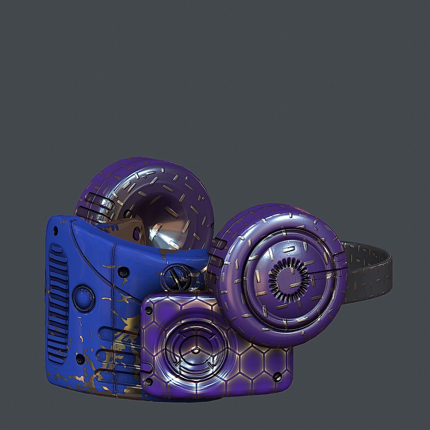 Gas mask helmet 3d model scifi Low-poly Low-poly 3D model_4