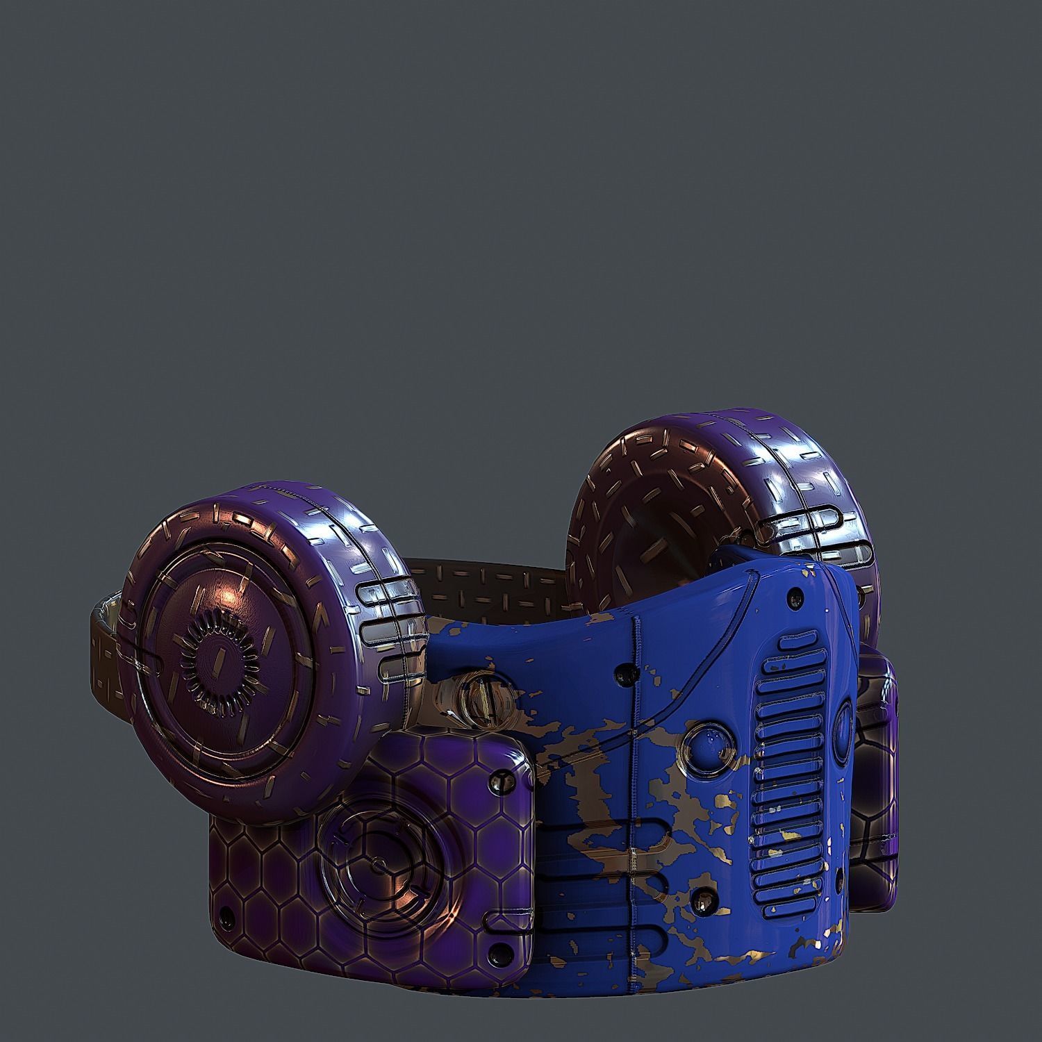 Gas mask helmet 3d model scifi Low-poly Low-poly 3D model_3