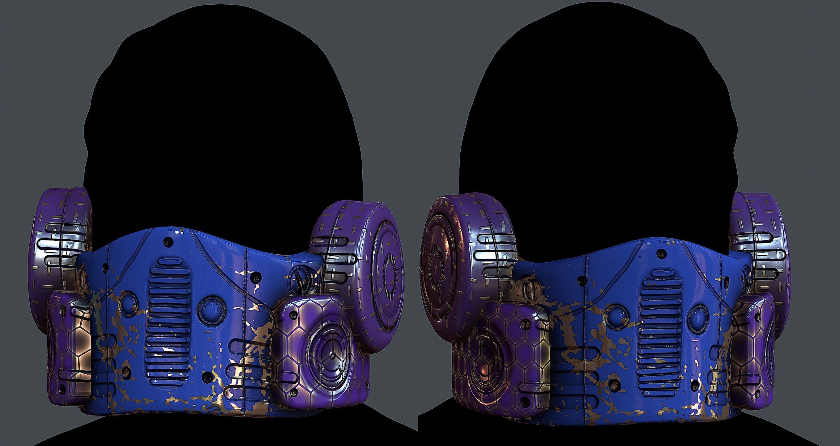 Gas mask helmet 3d model scifi Low-poly Low-poly 3D model_1