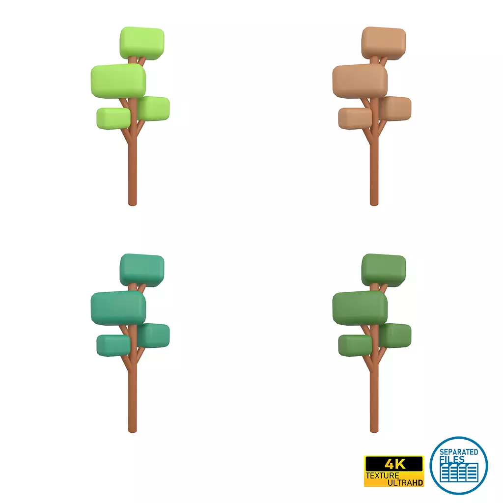 Cartoon Tree v1 Pack 01 Low-poly 3D model_0